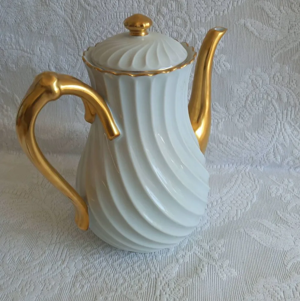 Haviland Limoges service à café Torse blanc doré 20 pièces 8 tasses