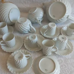Haviland Limoges service à café Torse blanc doré 20 pièces 8 tasses