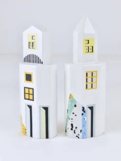 Heide Warlamis salières et poivrières gratte-ciel postmodernes, collection Vienne 1990