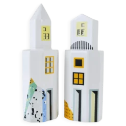 Heide Warlamis salières et poivrières gratte-ciel postmodernes, collection Vienne 1990