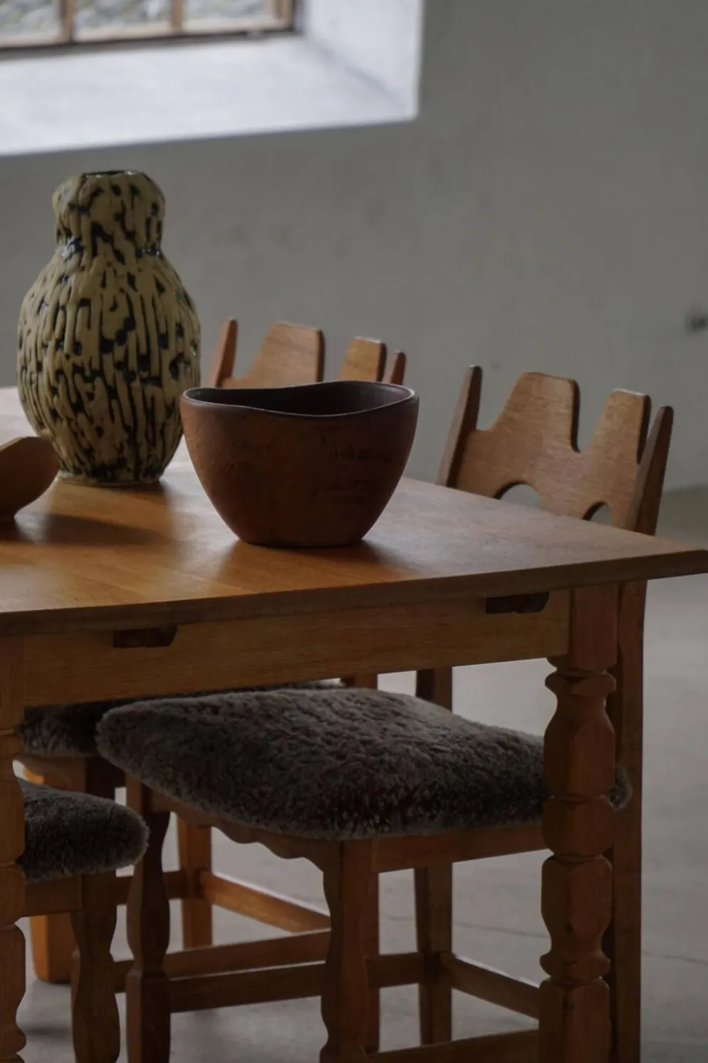 Henning Kjærnulf, table de salle à manger rectangulaire en Oak, modernité danoise du milieu du siècle, années 1960