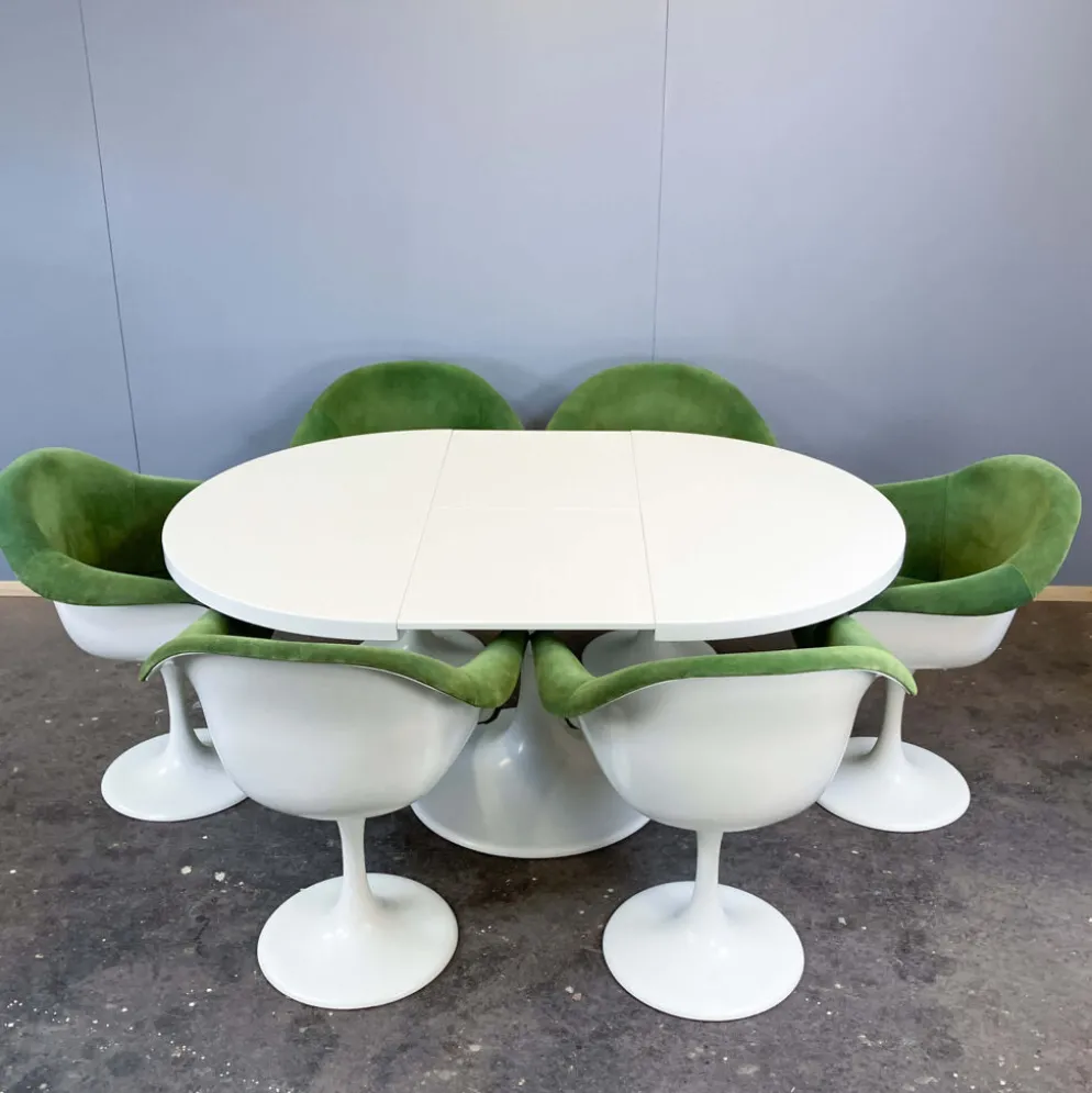 Icônes de design de l'ère spatiale : ensemble de salle à manger 'Set-Line' par K. Schäfer pour Lübke, années 1960.