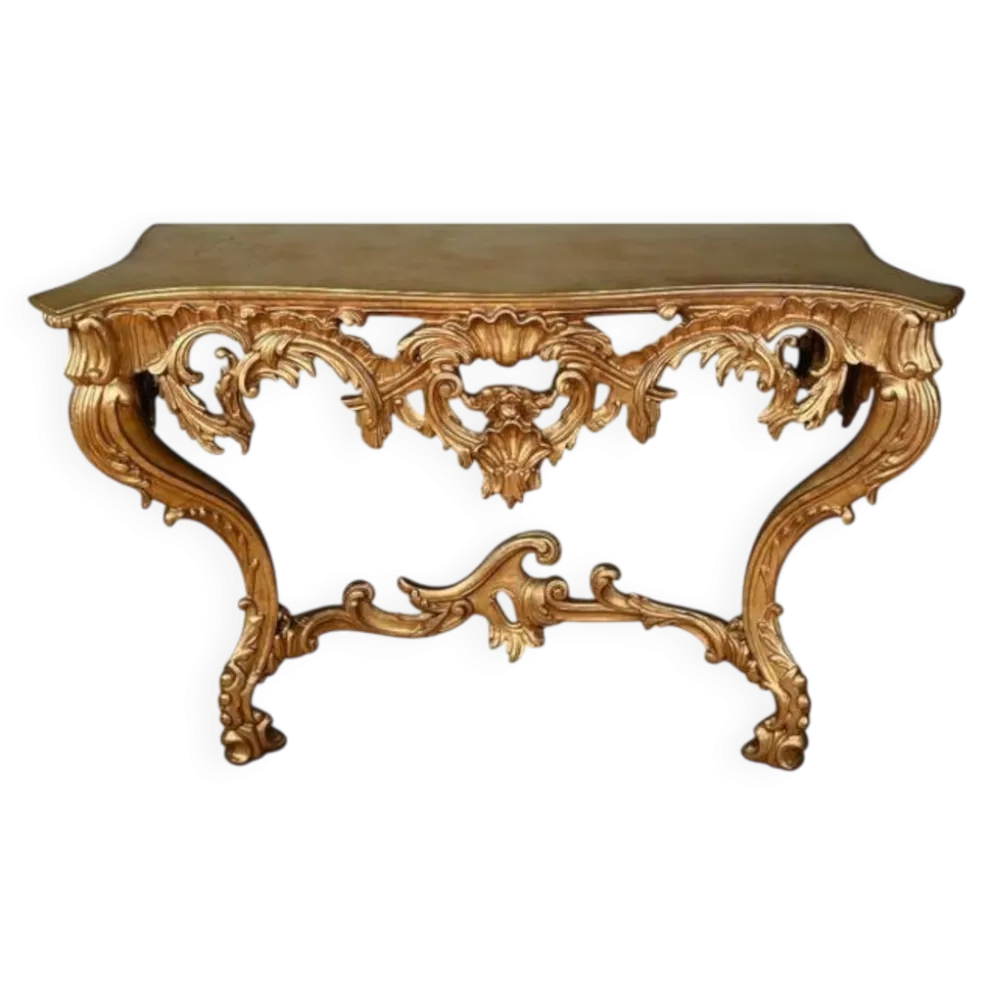 Importante console d’applique en bois doré, style Louis XV – Milieu XXe