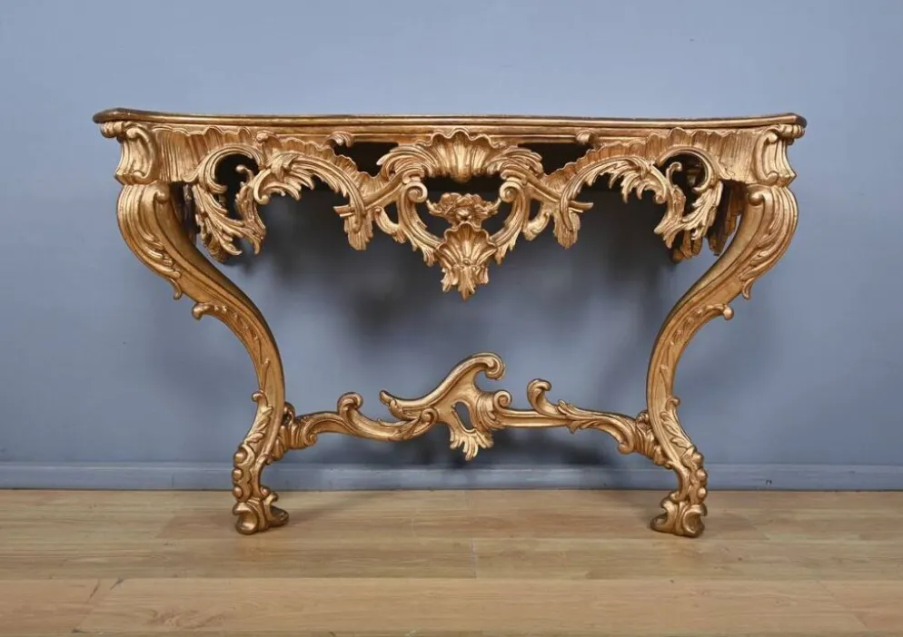 Importante console d’applique en bois doré, style Louis XV – Milieu XXe