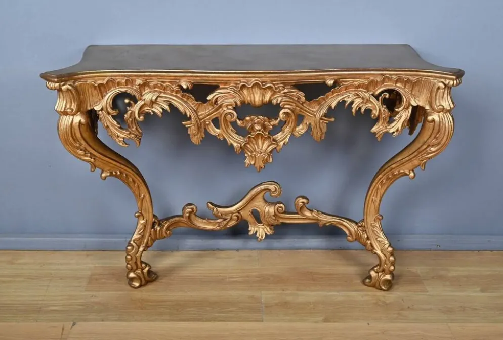 Importante console d’applique en bois doré, style Louis XV – Milieu XXe