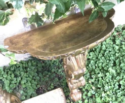 Importante, paire de consoles en bois et stuc doré de style Louis XV.XIX em