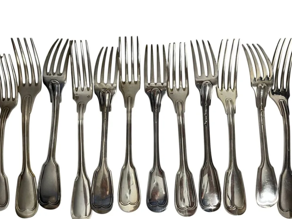 Important lot couverts 118 pièces métal argenté Ercuis, Christofle XXème