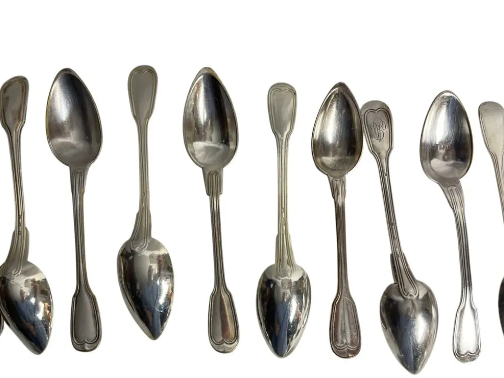 Important lot couverts 118 pièces métal argenté Ercuis, Christofle XXème
