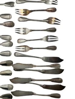 Important lot couverts 118 pièces métal argenté Ercuis, Christofle XXème