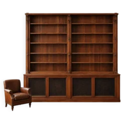 Imposant buffet deux corps/bibliothèque en chêne massif et noyer d’époque Napoléon III