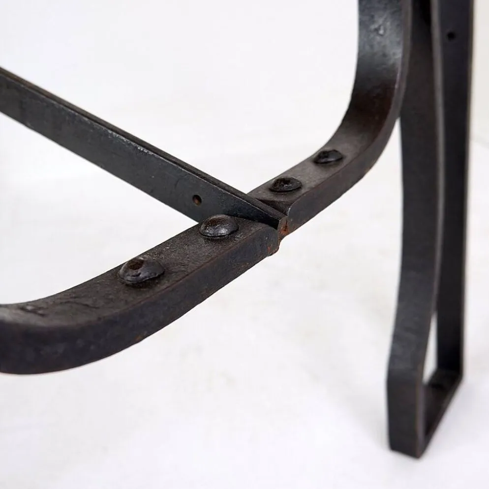 Industrial Bistro Table in Wood and Wrought Iron -