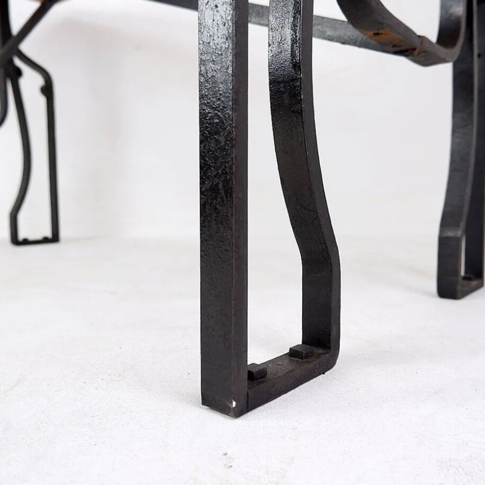 Industrial Bistro Table in Wood and Wrought Iron -