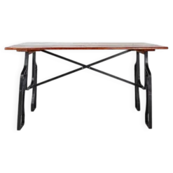 Industrial Bistro Table in Wood and Wrought Iron -