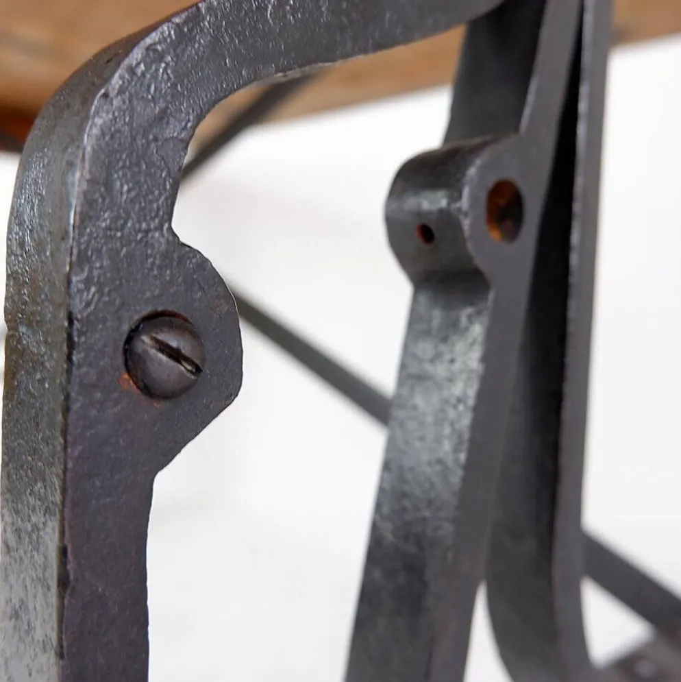 Industrial Bistro Table in Wood and Wrought Iron -