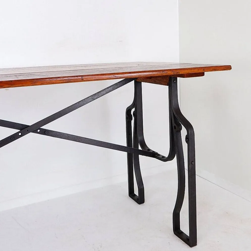 Industrial Bistro Table in Wood and Wrought Iron -