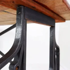 Industrial Bistro Table in Wood and Wrought Iron -