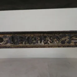 Industrial table, garden table with hard stone slab on cast iron frame, 1930s