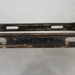 Industrial table, garden table with hard stone slab on cast iron frame, 1930s