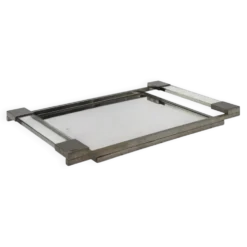 Jacques Adnet, plateau en lucite miroir moderniste, Maison Adnet, France 1950