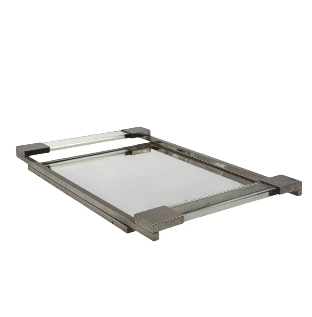 Jacques Adnet, plateau en lucite miroir moderniste, Maison Adnet, France 1950