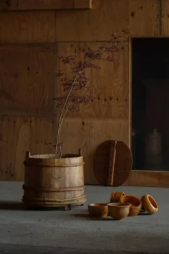Jardinière décorative / vase de rangement en bois Scandivanvian, Wabi Sabi, années 1950
