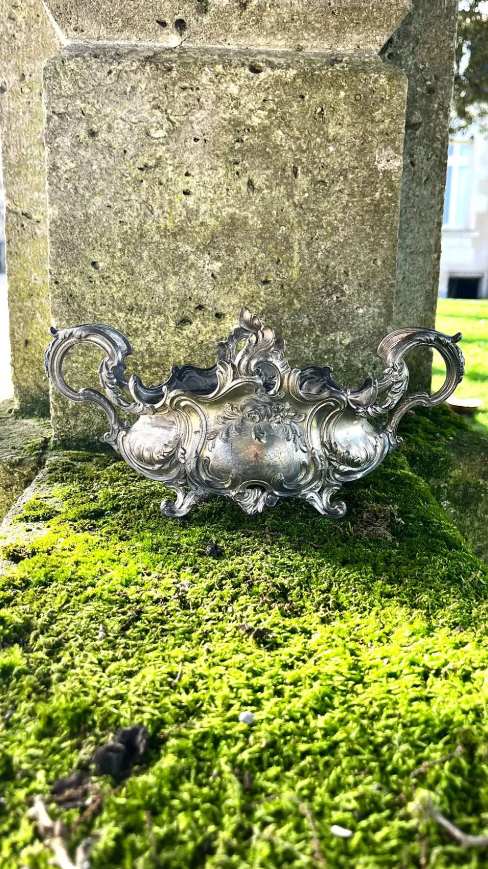 Jardinière en argent massif, centre de table Art Nouveau français