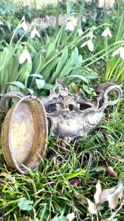 Jardinière en argent massif, centre de table Art Nouveau français