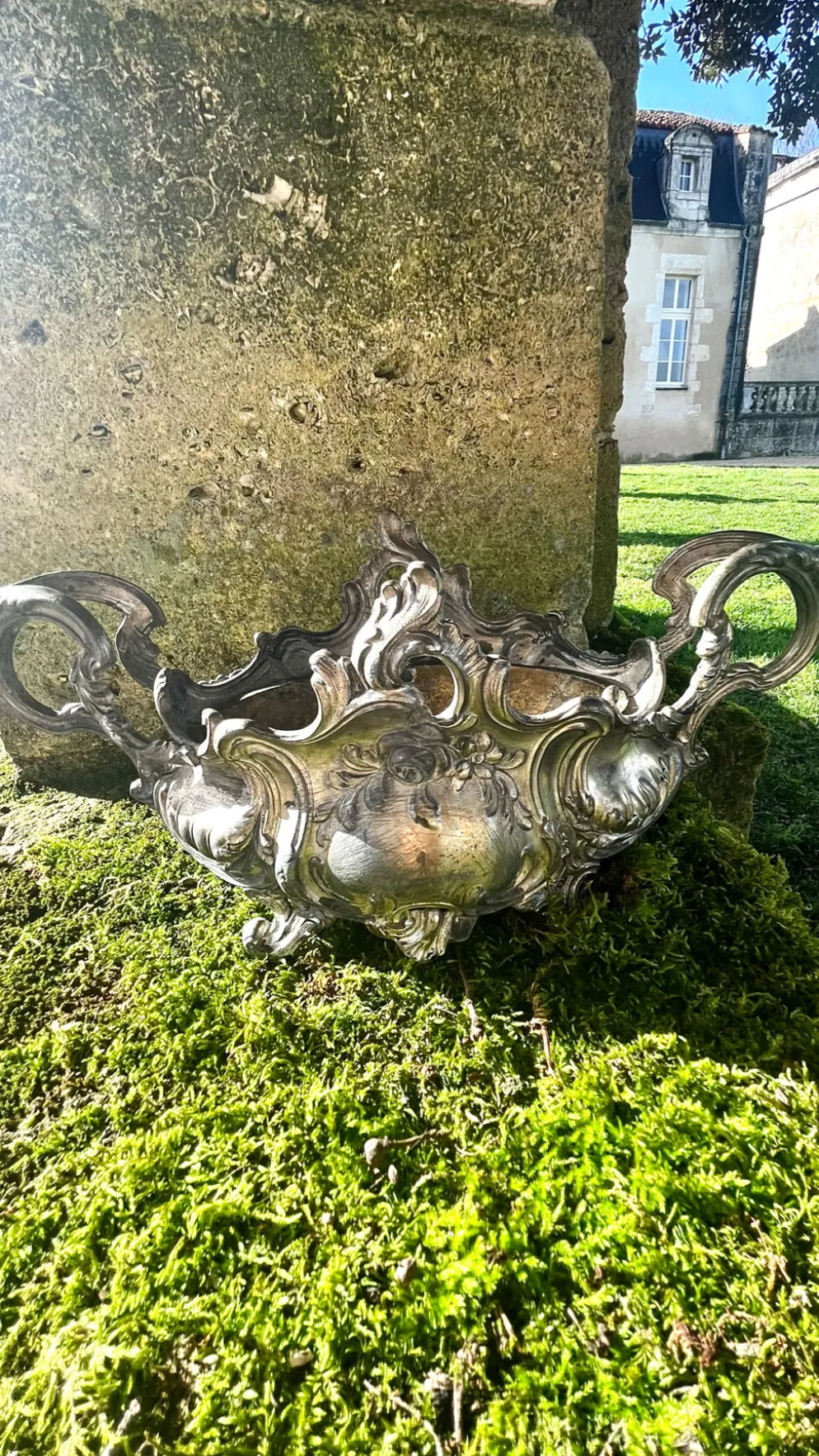 Jardinière en argent massif, centre de table Art Nouveau français