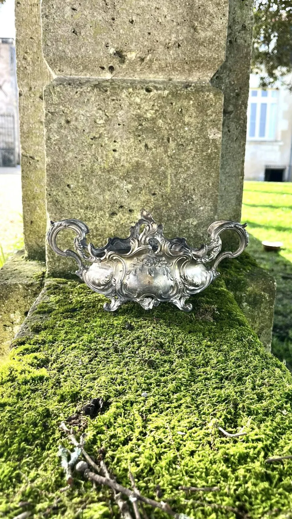 Jardinière en argent massif, centre de table Art Nouveau français