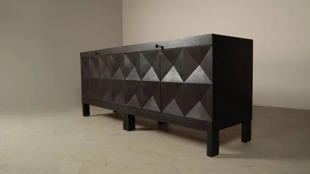 Jean Batenburg pour buffet brutaliste en chêne ébène, Belgique, années 1960.