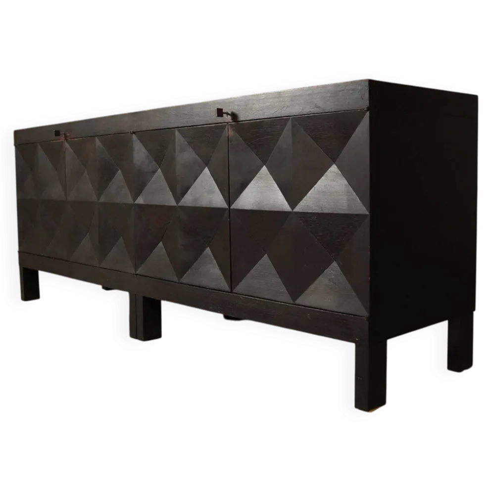 Jean Batenburg pour buffet brutaliste en chêne ébène, Belgique, années 1960.
