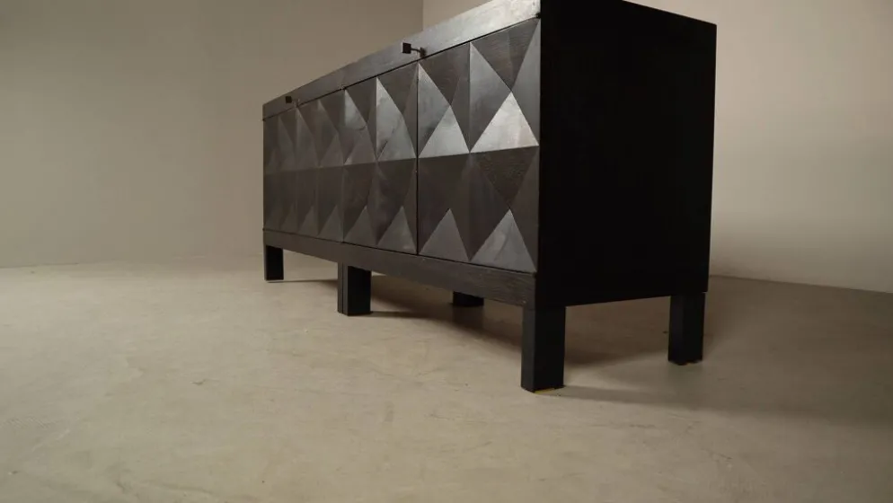 Jean Batenburg pour buffet brutaliste en chêne ébène, Belgique, années 1960.