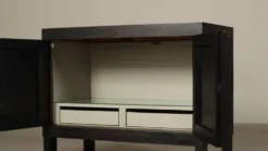 Jean Batenburg pour cabinet de bar brutaliste en chêne ébène, Belgique, années 1960.