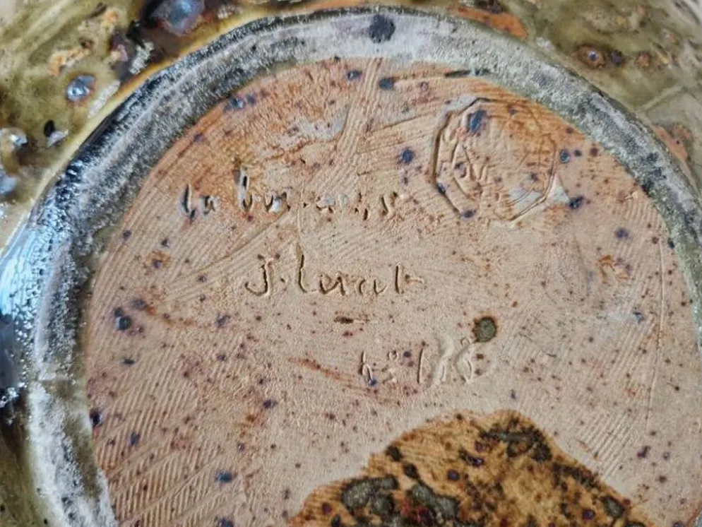 Jean (1913-1992) et Jacqueline (1920-2009) Lerat - Plat en grès émaillé