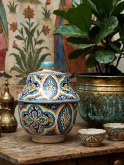 Jobbana ancienne de Fès en faïence polychrome, Maroc XXe