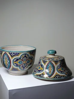 Jobbana ancienne de Fès en faïence polychrome, Maroc XXe