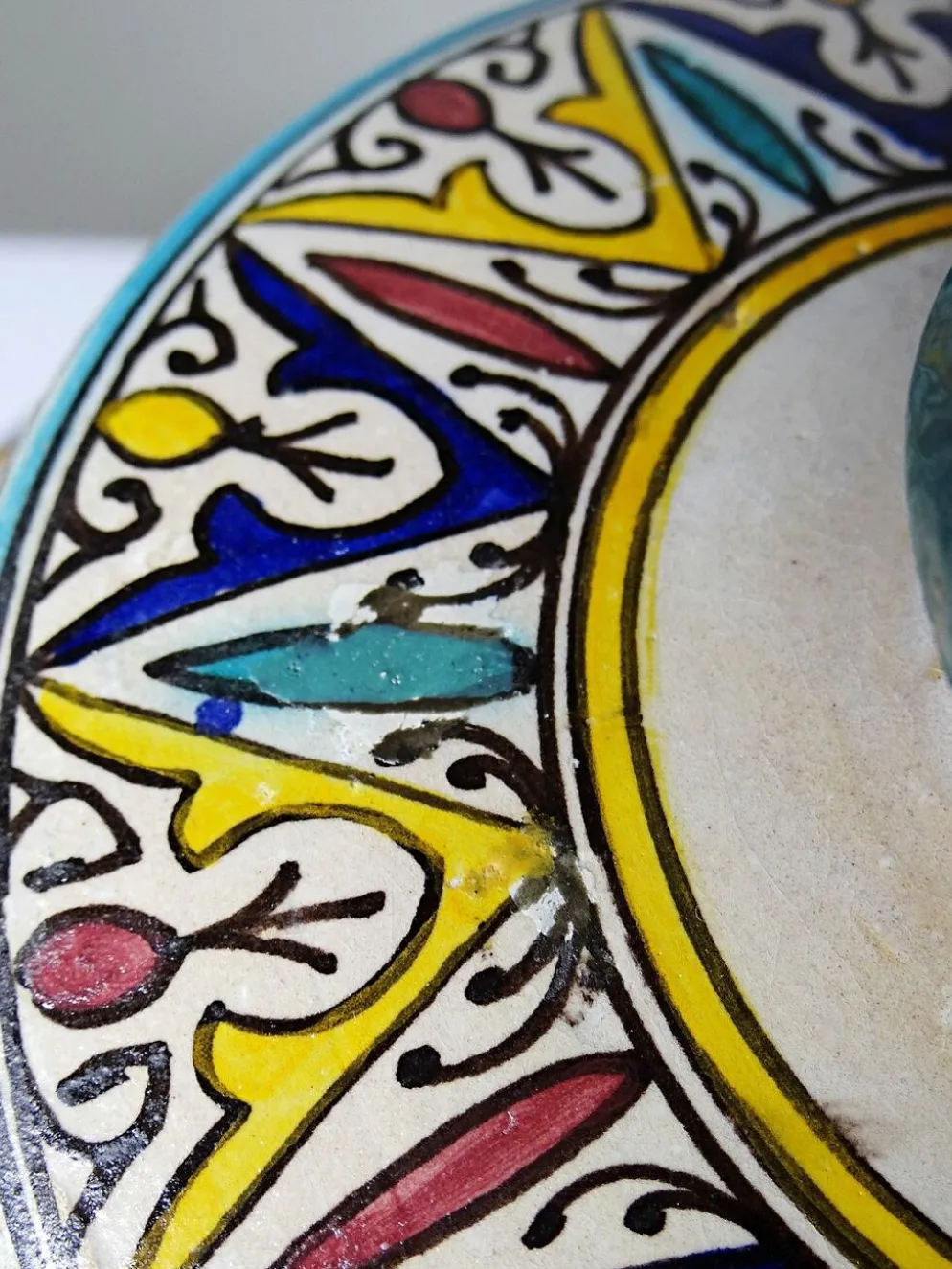 Jobbana ancienne de Fès en faïence polychrome, Maroc XXe