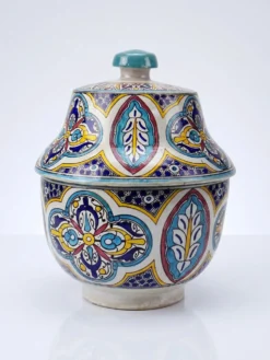 Jobbana ancienne de Fès en faïence polychrome, Maroc XXe