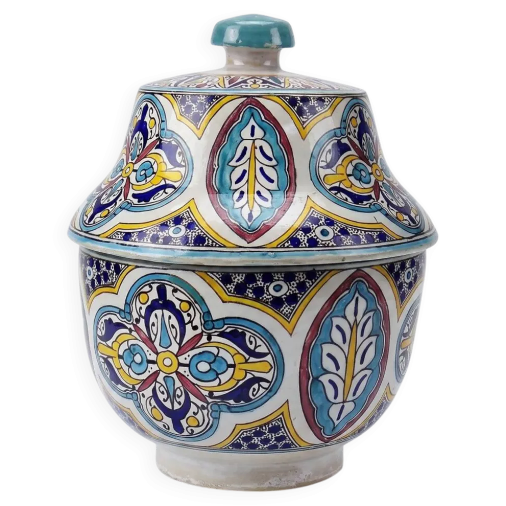 Jobbana ancienne de Fès en faïence polychrome, Maroc XXe