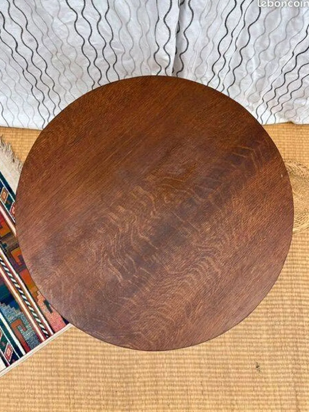 Jolie petite table ronde vintage pieds compas