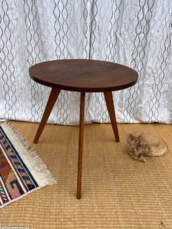 Jolie petite table ronde vintage pieds compas