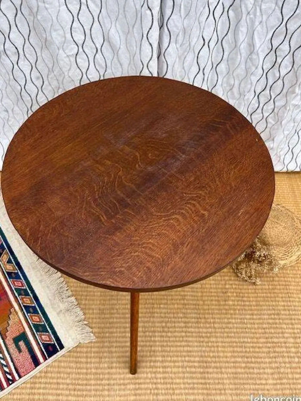 Jolie petite table ronde vintage pieds compas