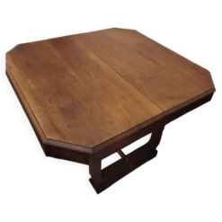 Jolie table à manger carrée en noyer massif style Art Deco / 1930