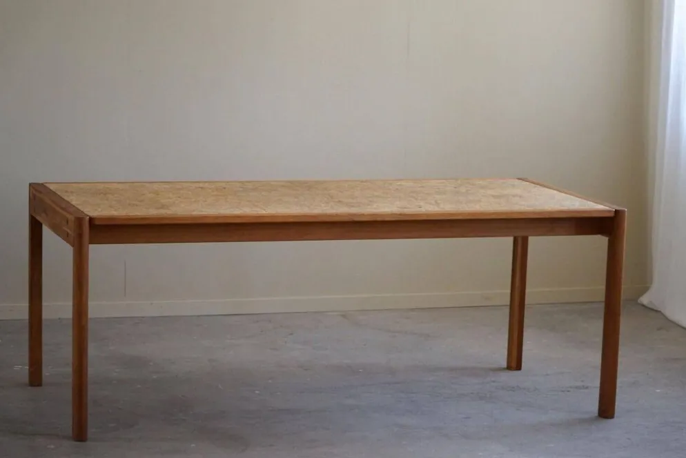Jørgen Bækmark, Table de salle à manger en Oak & Cork, Danish Mid Century Modern, 1960s