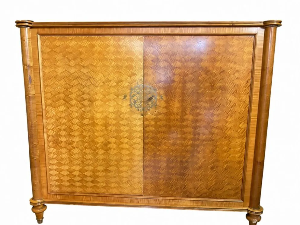Jules Leleu–Armoire basse modèle Présidentiel, 1955–Marqueterie sycomo