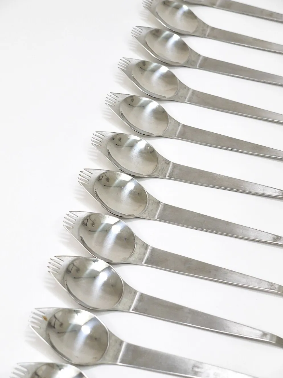 Jusqu'à 7 Sporks de fête mi-siècle (Cuillère & Fourchette) Flatware Göffel par Amboss Autriche