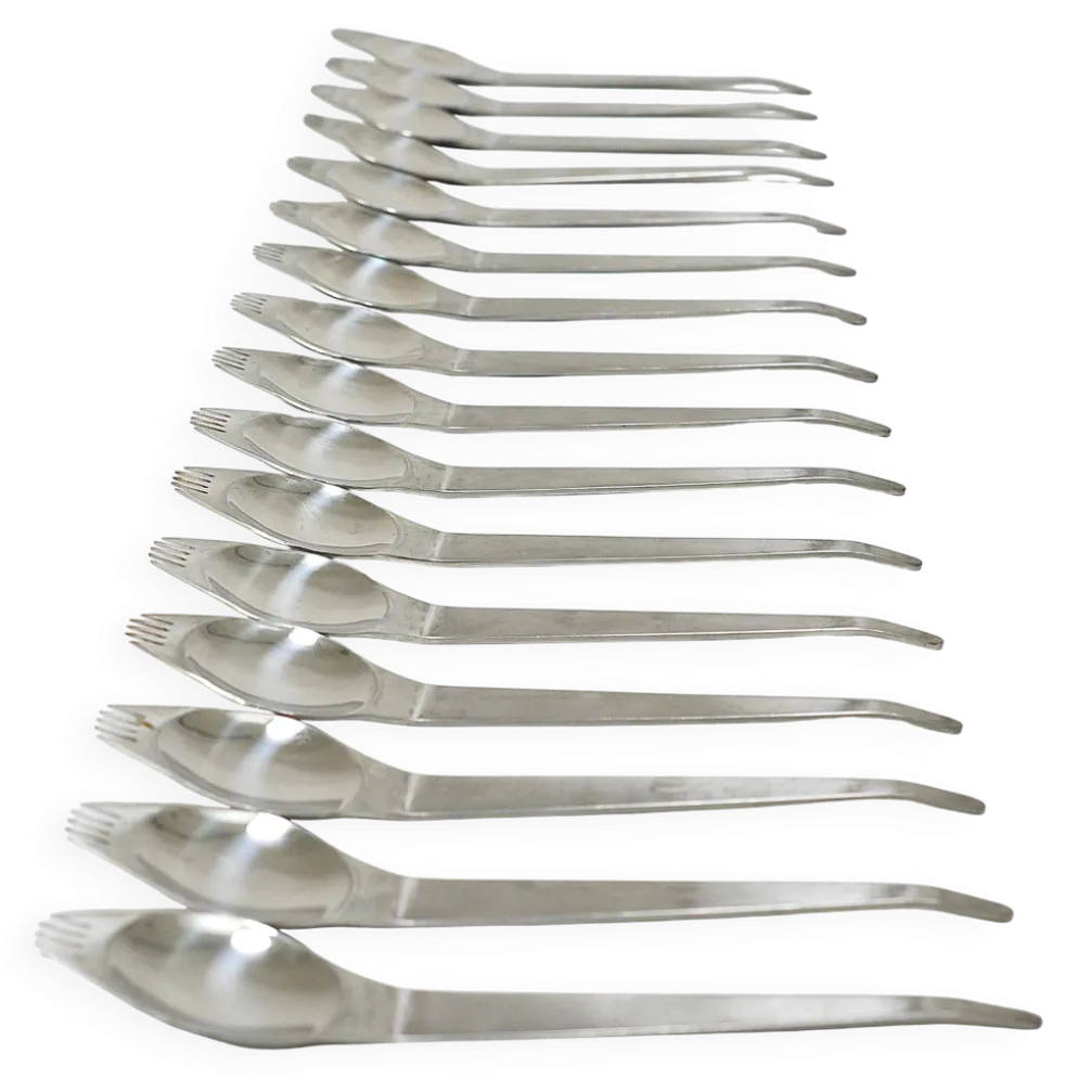 Jusqu'à 7 Sporks de fête mi-siècle (Cuillère & Fourchette) Flatware Göffel par Amboss Autriche