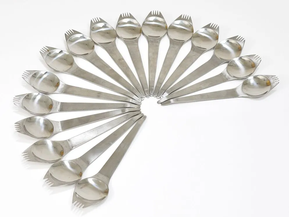 Jusqu'à 7 Sporks de fête mi-siècle (Cuillère & Fourchette) Flatware Göffel par Amboss Autriche