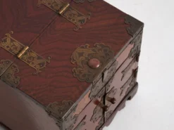 Kyōdai-bako japonais ancien en bois de keyaki avec miroir, période Meiji/Taishō (vers 1890-1925) #27