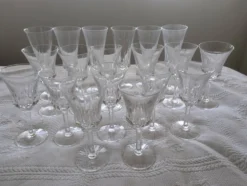 Large 19-Piece Vintage Val Saint Lambert Crystal Glassware Set